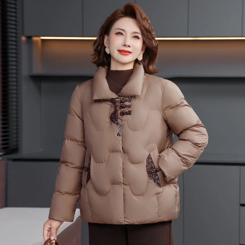 妈妈冬季棉服女加绒棉袄新款时尚中老年冬装洋气棉衣加厚保暖外套