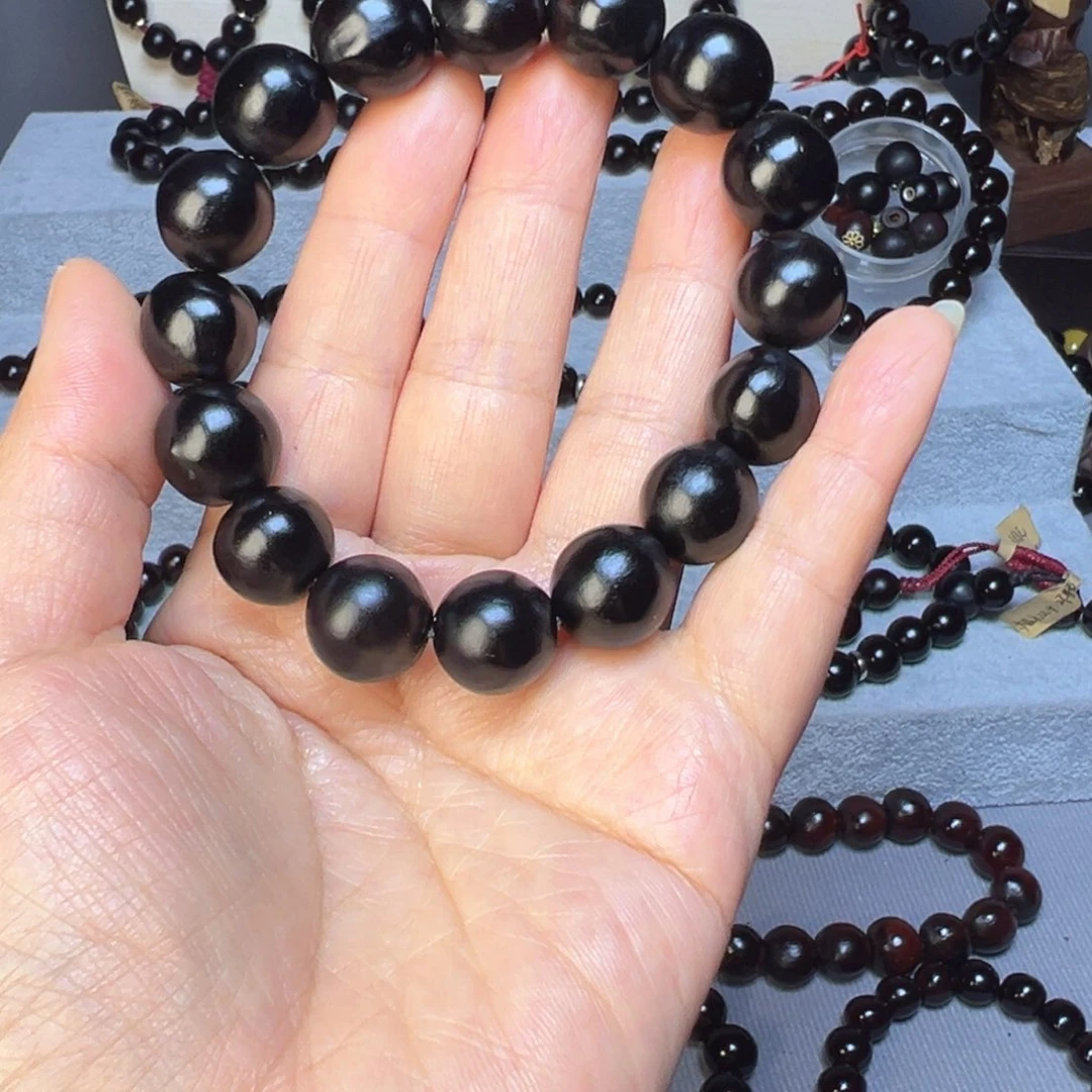 精品手串卡14.3毫米16颗籽黑色手串