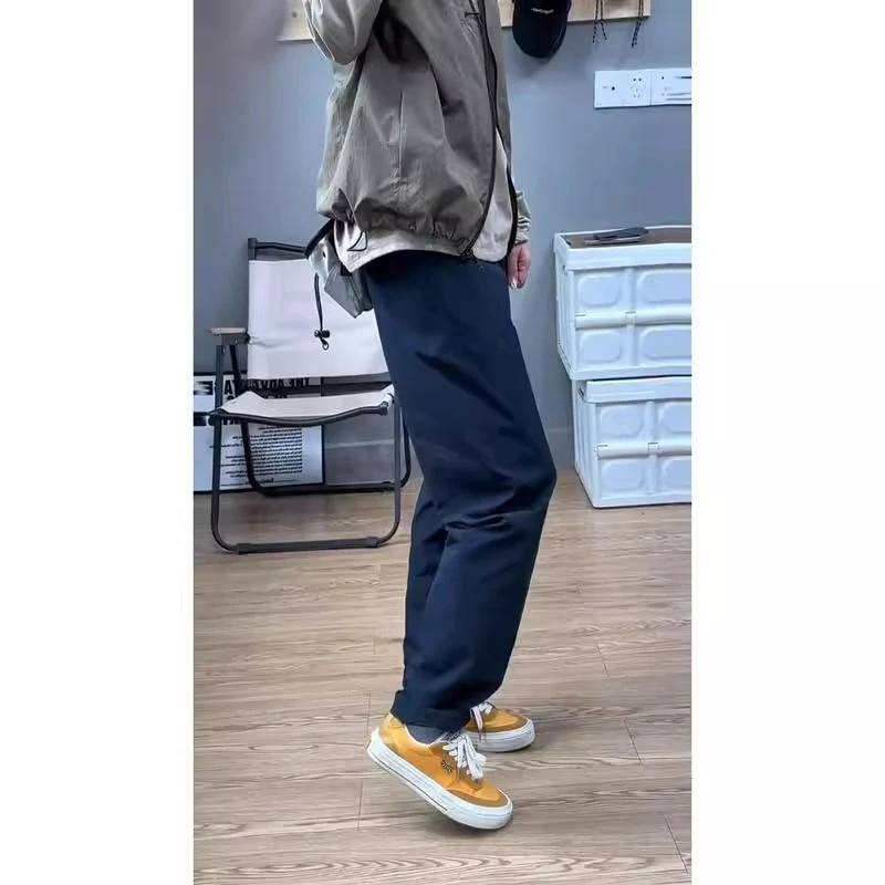山系机能藏青色冲锋裤男款美式户外速干透气工装裤微锥直筒休闲裤
