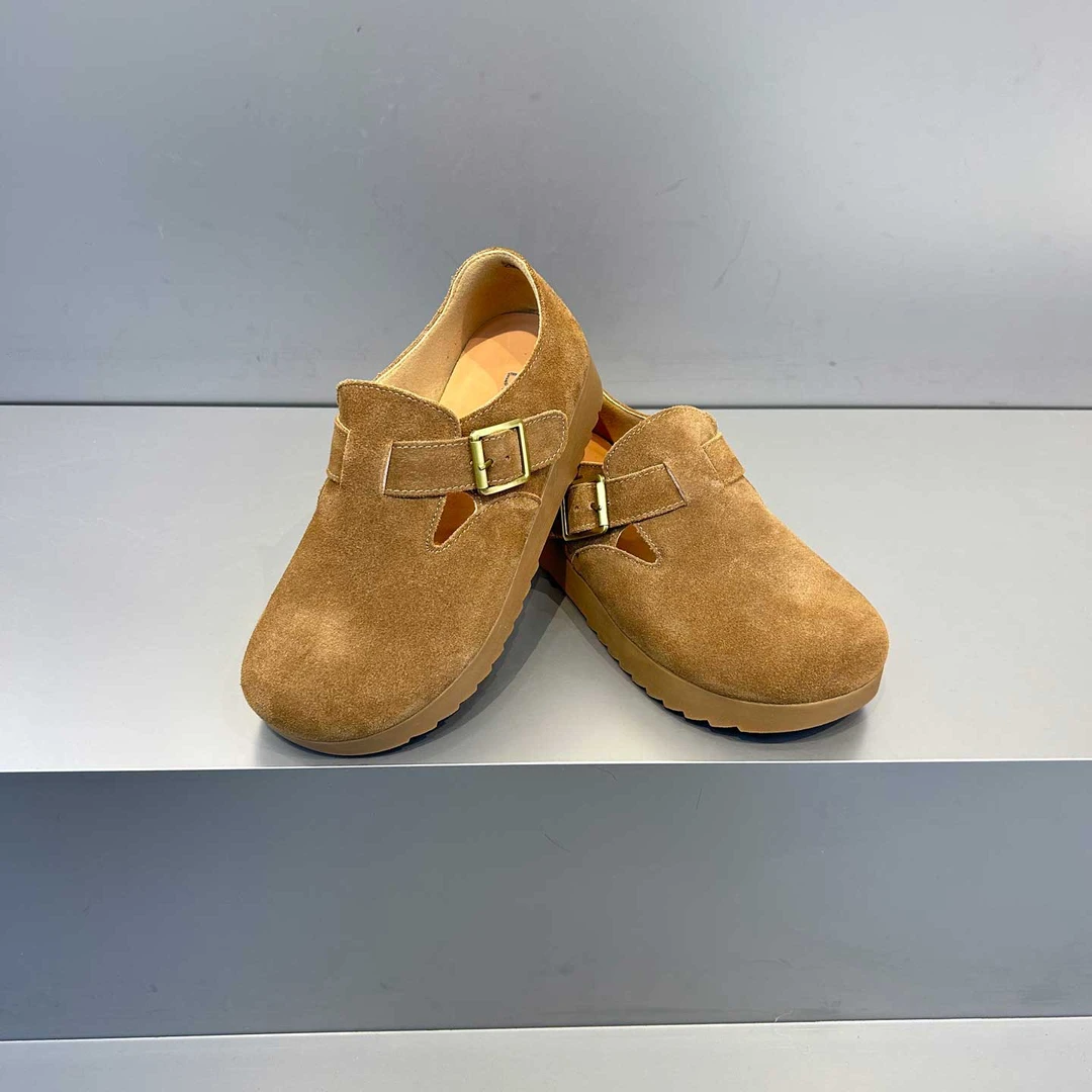 【CHUN】复古厚底勃肯鞋女圆头软底单鞋百搭休闲乐福鞋2551