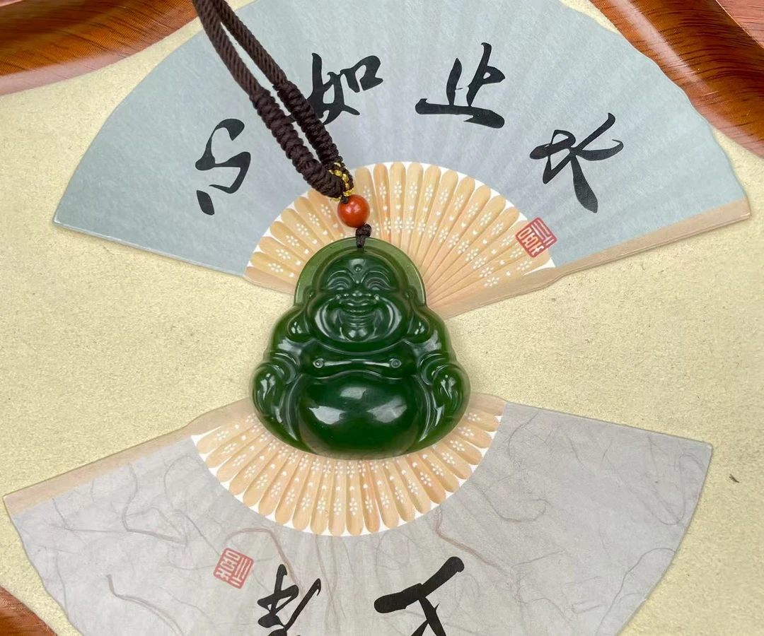 AA和田玉碧玉弥勒佛吊坠 多样性发货拍一单发一个