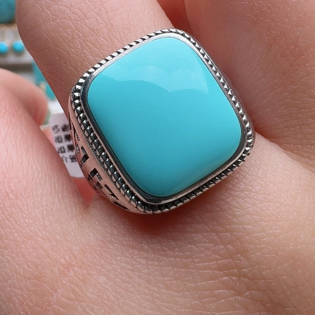 绿松石银S925镶嵌戒指