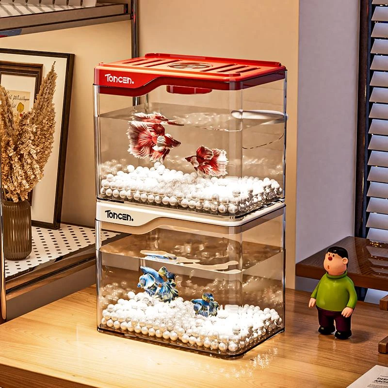 鱼缸客厅2025新款生态微景观斗鱼缸高透桌面金鱼缸迷你小型观赏缸