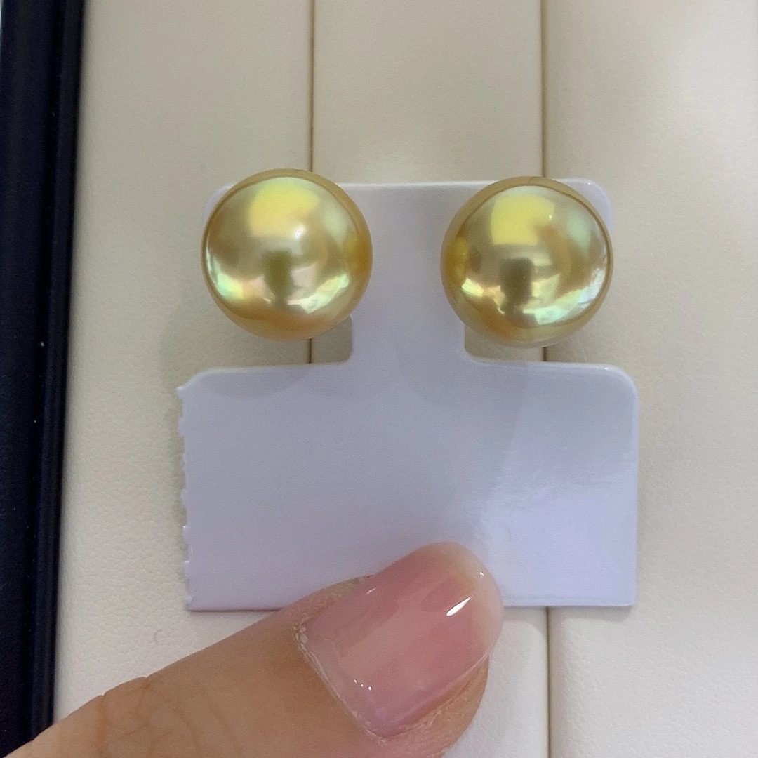 18K金镶嵌耳饰海水珍珠13/14mm