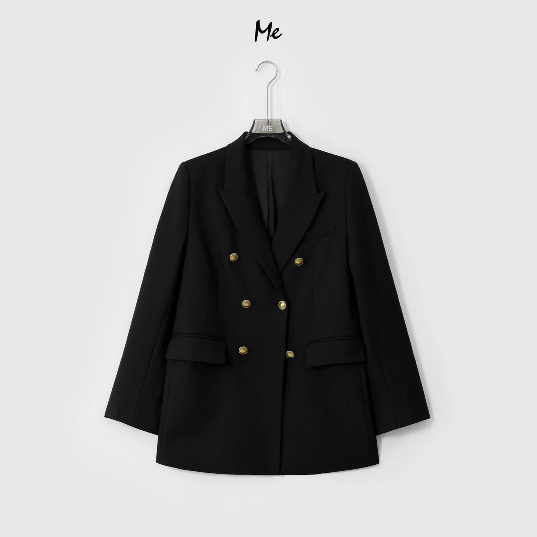 ME【权利阔西】绵羊毛混纺奢牌感大女主黑金时尚百搭西装MESA0505