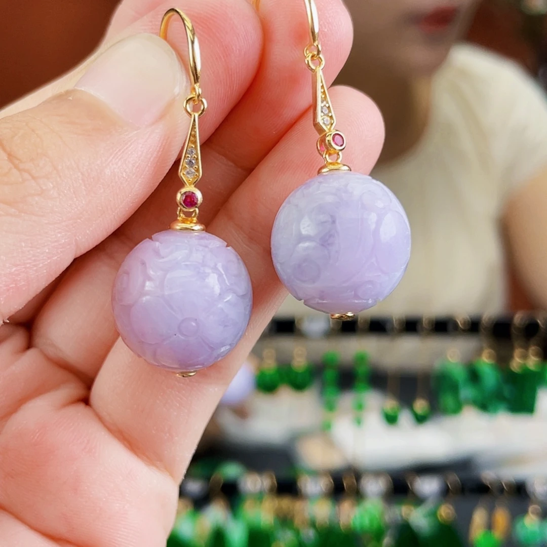 银S925镶嵌翡翠耳饰