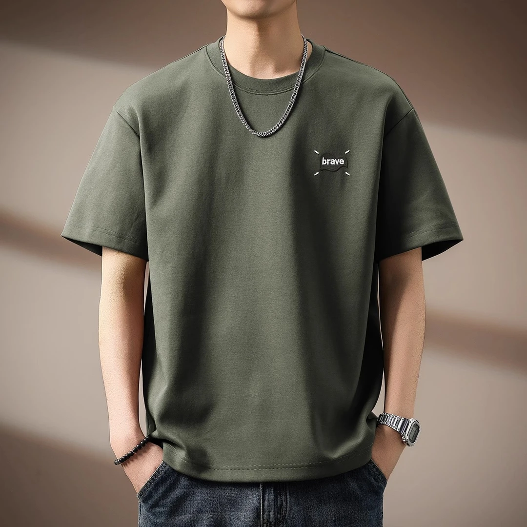 MR.MUDI/穆迪先生高端刺绣短袖T恤男夏季新款宽松休闲体恤上衣男