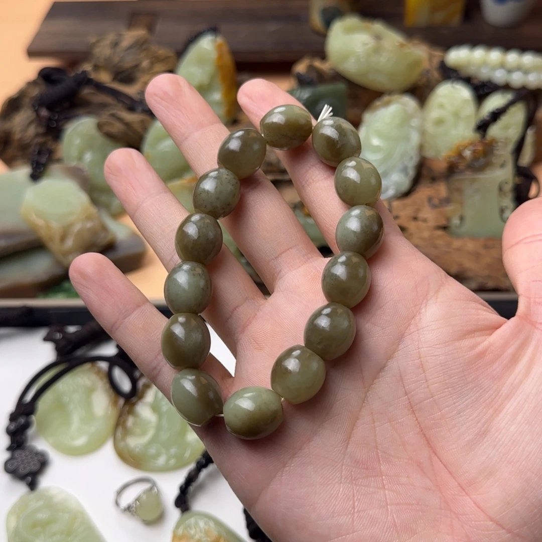 岫岩老玉（透闪石质玉）未镶嵌颈饰卡15mm