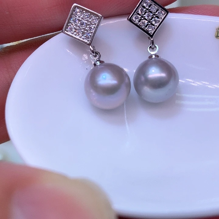 银S925镶嵌耳饰淡水珍珠