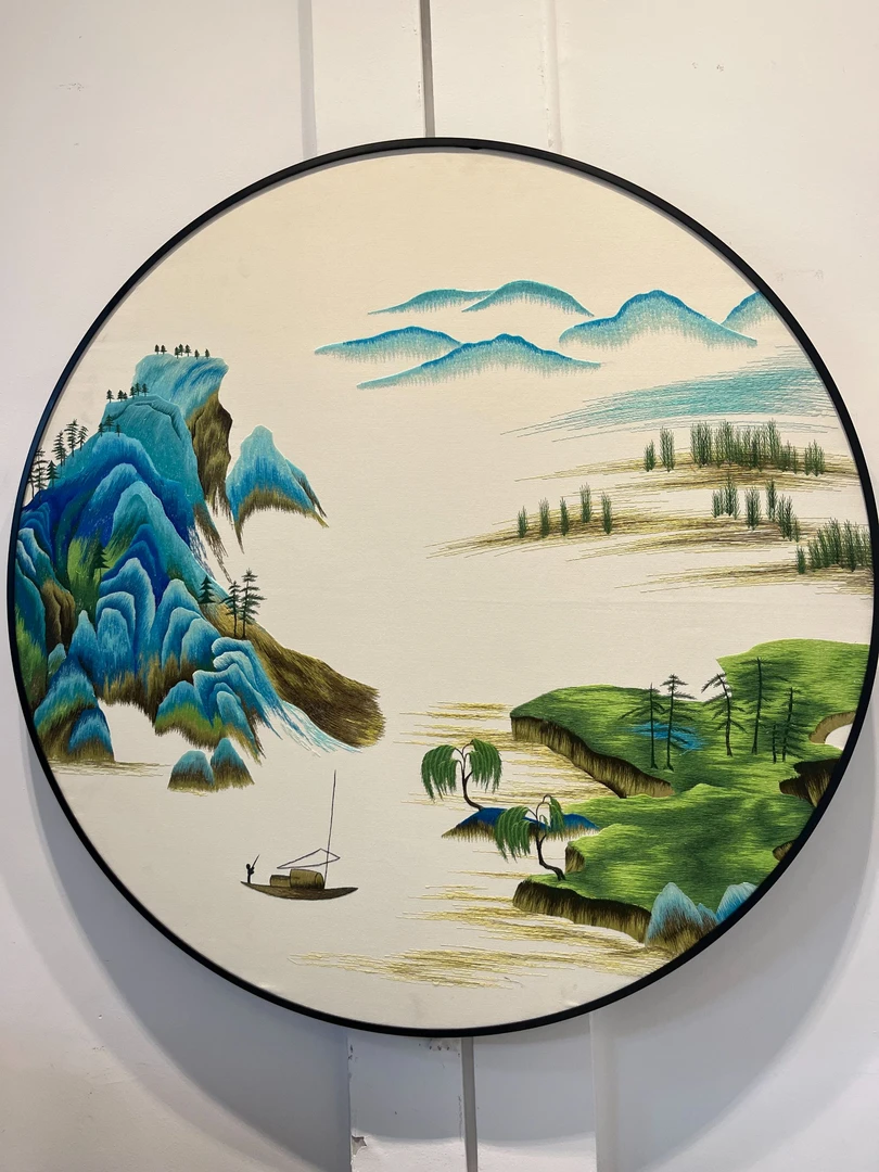 《千里江山》精工苏绣装饰画