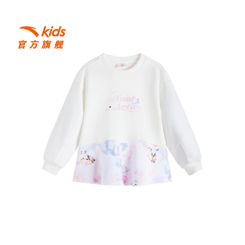 安踏儿童女小童长袖衫2025春欧若动感风透气女宝宝圆领长袖9401