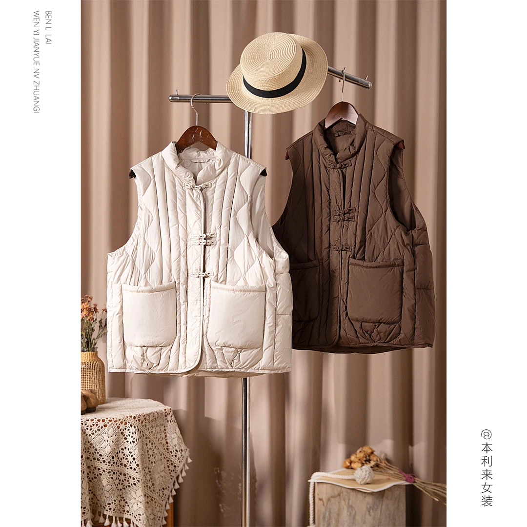 【本利来】90鸭绒纯色羽绒服马甲女冬季新款百搭保暖小外套6719