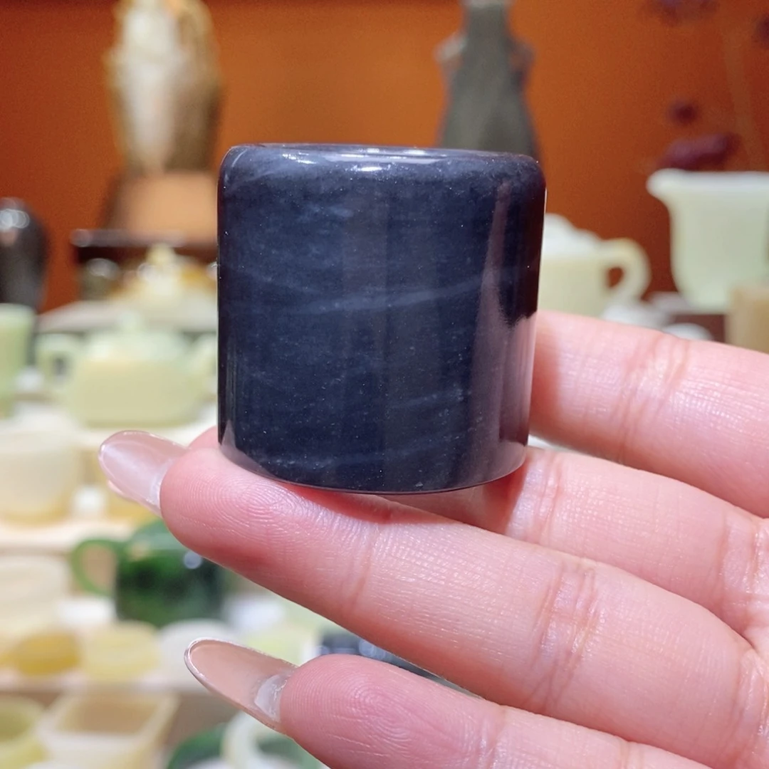 未镶嵌和田玉把件新疆和田玉青花扳指21.8mm