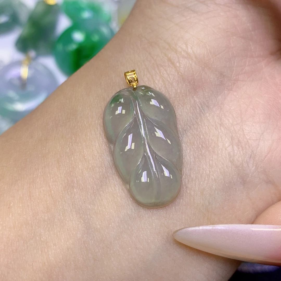 翡翠18K金镶嵌颈饰天然缅甸翡翠a货百元以上9元证书费自理