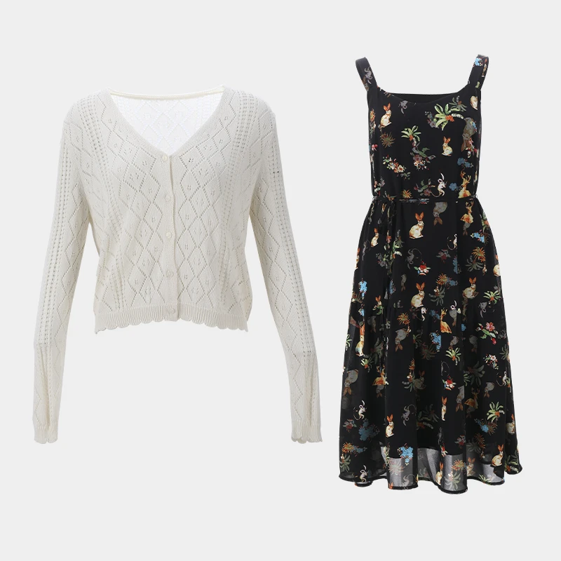 【粉丝专属】马天奴春夏连衣裙子吊带裙针织开衫两件套装VHS888STH0