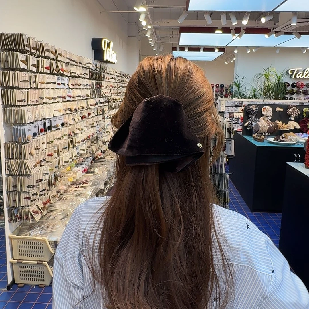 非金属深棕色丝绒马尾抓夹