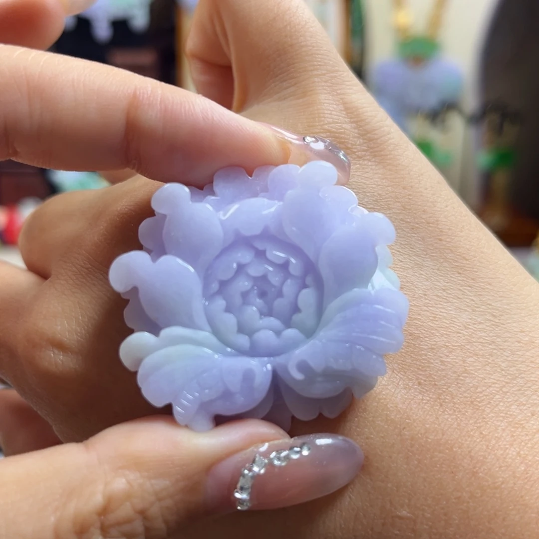 翡翠未镶嵌吊坠(赠链)紫牡丹