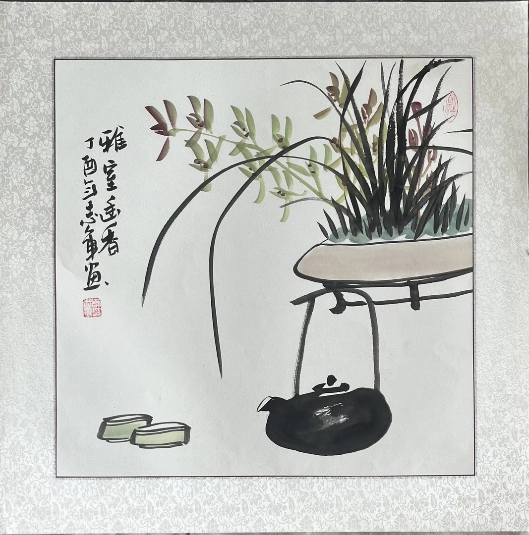 60 X 60兰花国画图,适合画过道,茶室。