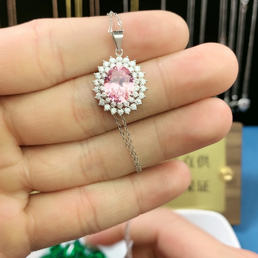 蓝宝石吊坠(赠链)银S925镶嵌