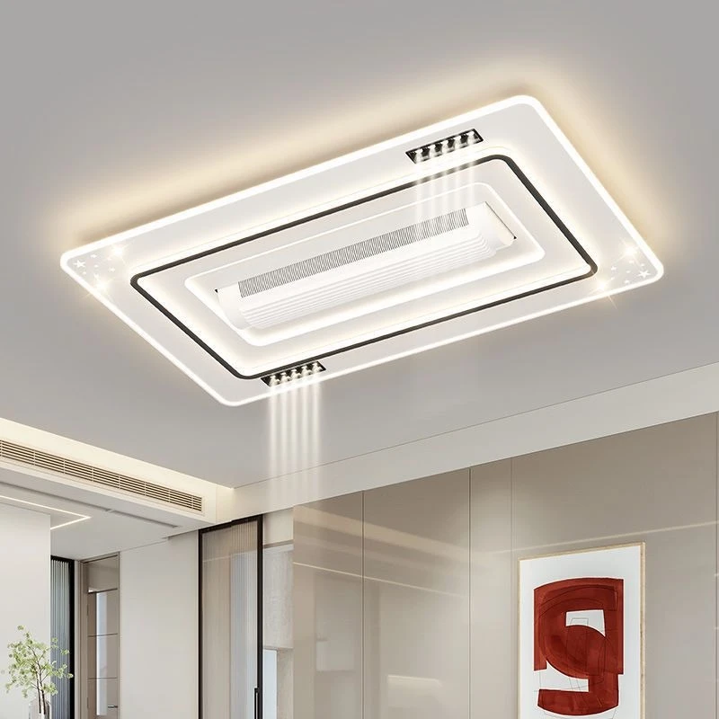 卧室柔风餐厅极简风LED隐形风扇灯 智能卧室带射灯辅光无叶风扇的