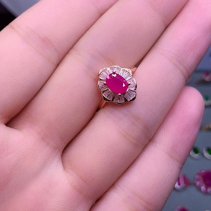 银S925镶嵌戒指红宝石