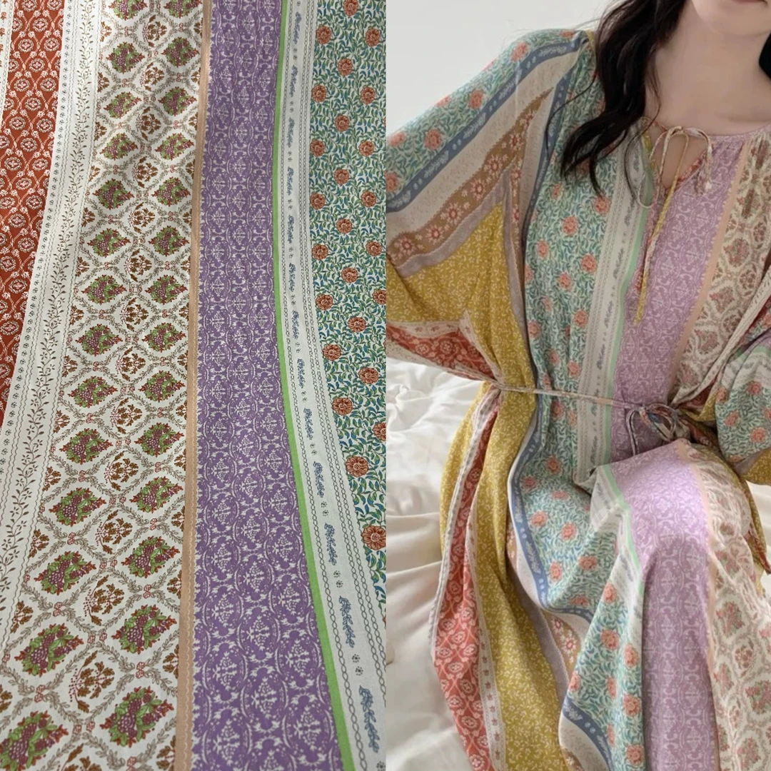 【正品】北欧风复古人造棉棉绸面料连衣裙套装居家服布料
