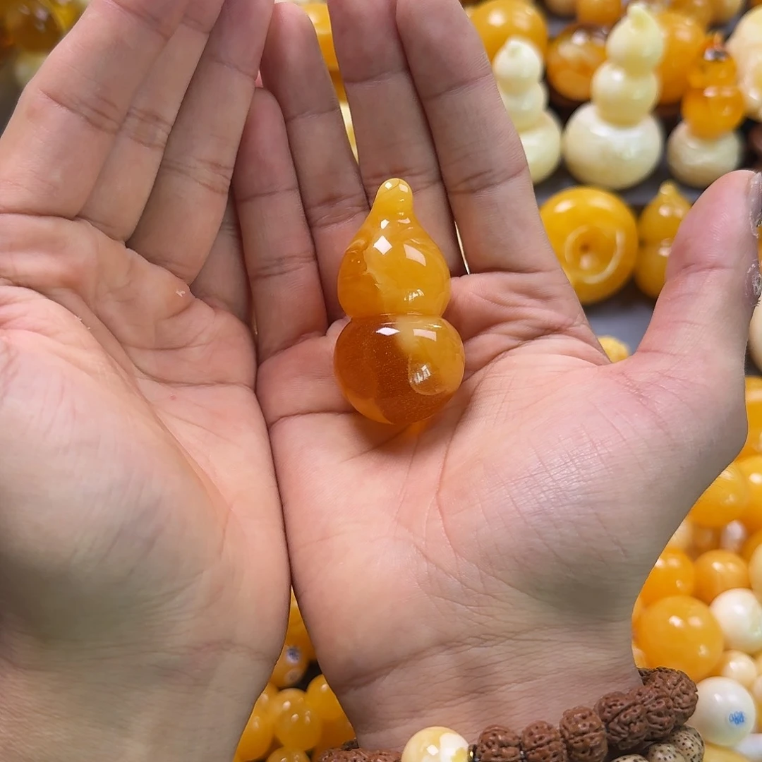 琥珀珠宝奇石未镶嵌葫芦吊坠