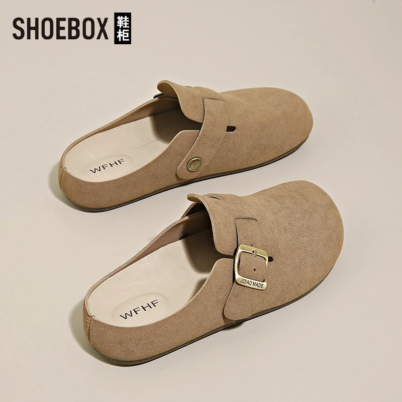 达芙妮集团鞋柜半拖勃肯鞋女2025新款爆款夏季一脚蹬豆豆鞋孕妇鞋