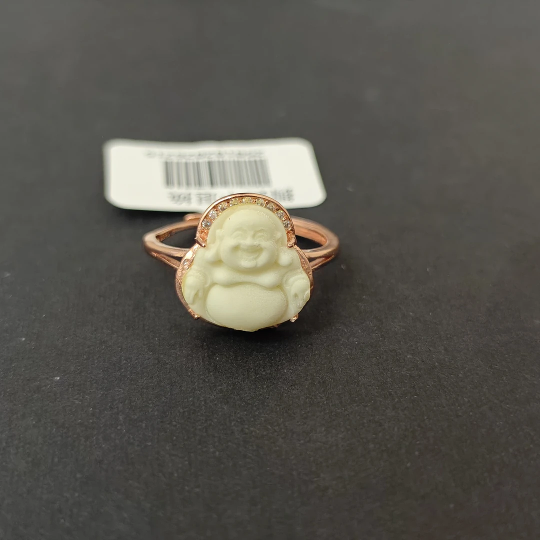 【松岗遇丽珠宝】天然琥珀蜜蜡 10221059-笑佛戒指