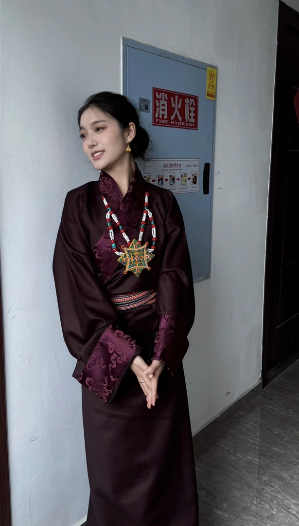 藏式民族风女士藏袍复古立领长款西藏服装