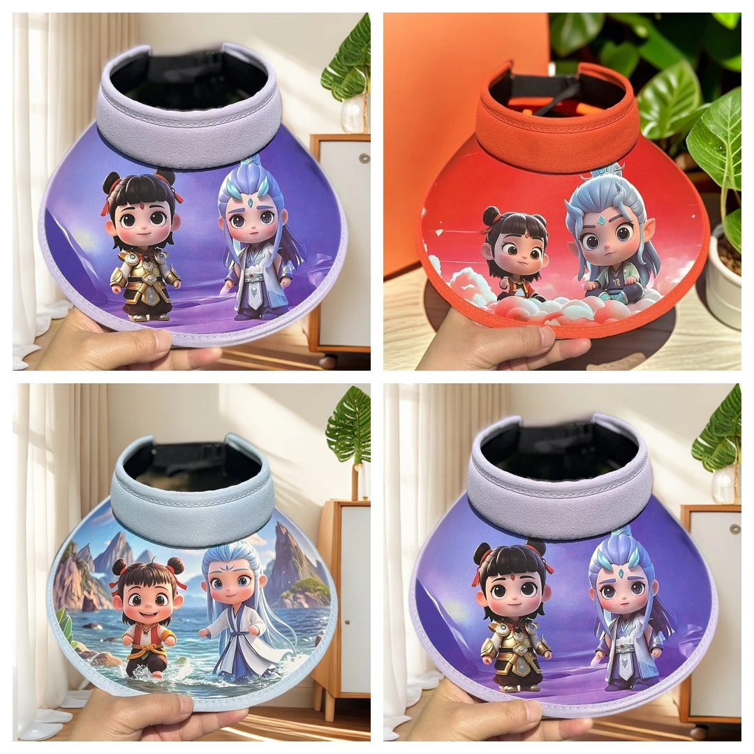 新款哪吒儿童空顶帽宝宝防晒遮阳帽夏季防紫外线轻盈透气大檐可调