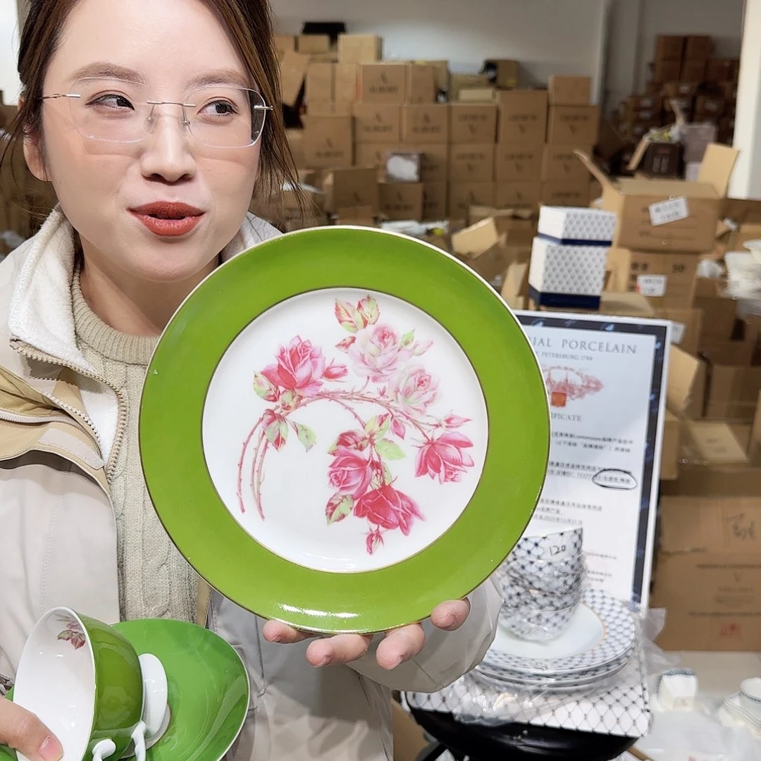 骨瓷高骨瓷8英寸月光盘20cm一个外贸骨瓷