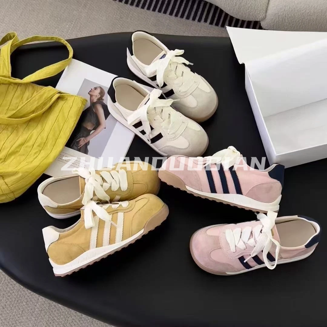 多巴胺色系~3cm平底德训鞋女韩版运动鞋舒适休闲板鞋20250317-668