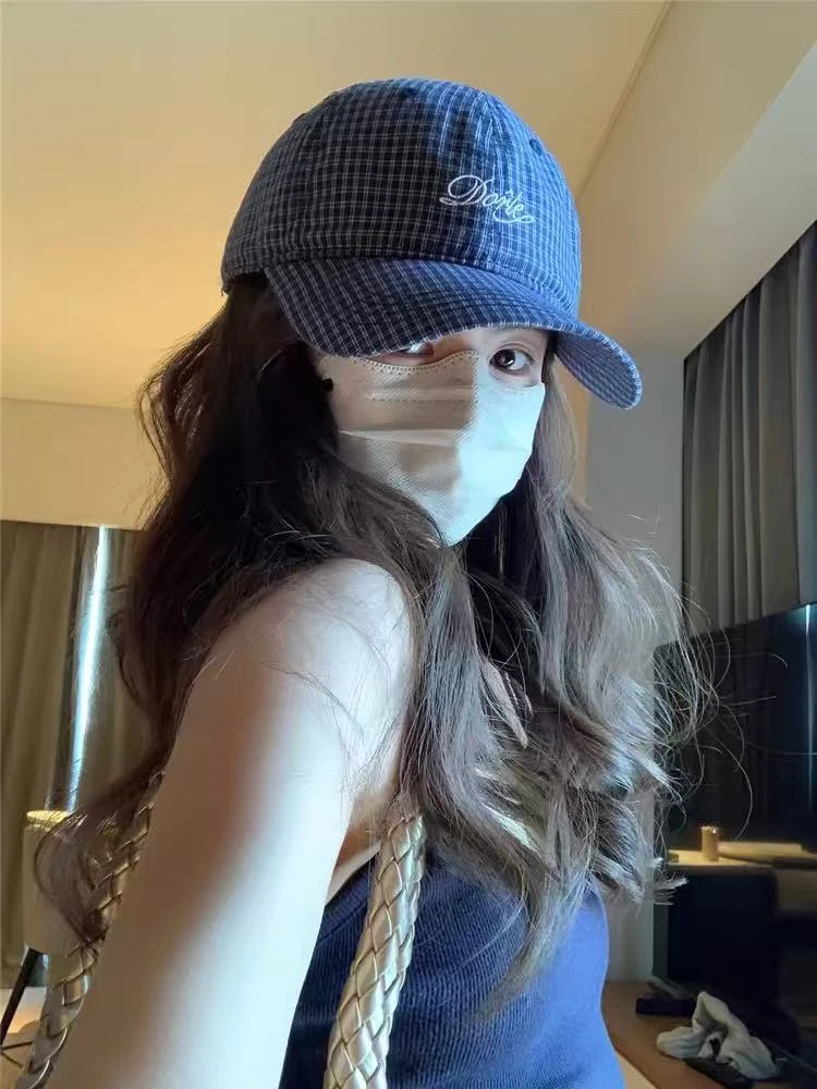 【少女の手账】韩系博主ins同款新款格纹鸭舌帽子女显脸小休闲棒球帽