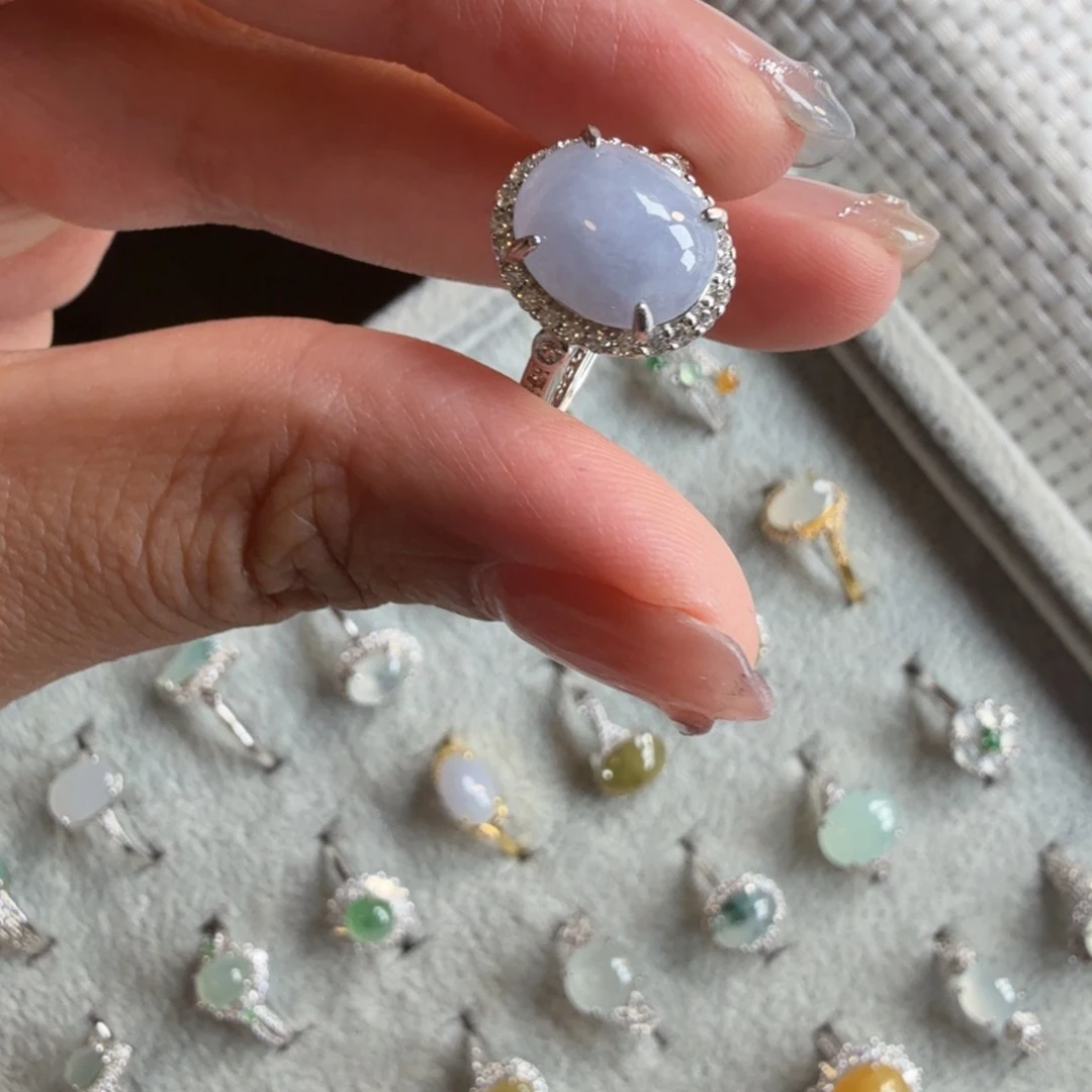 翡翠银S925镶嵌戒指戒指