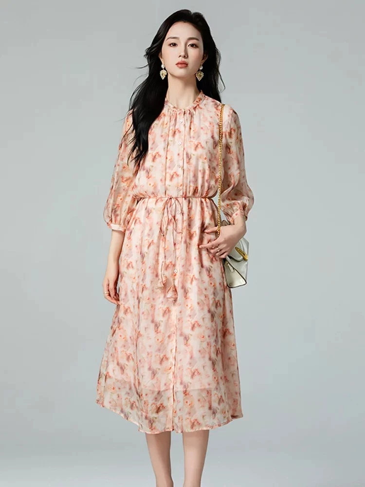 【胜华甄选】法式温柔气质高级感印花长裙连衣裙05050-2