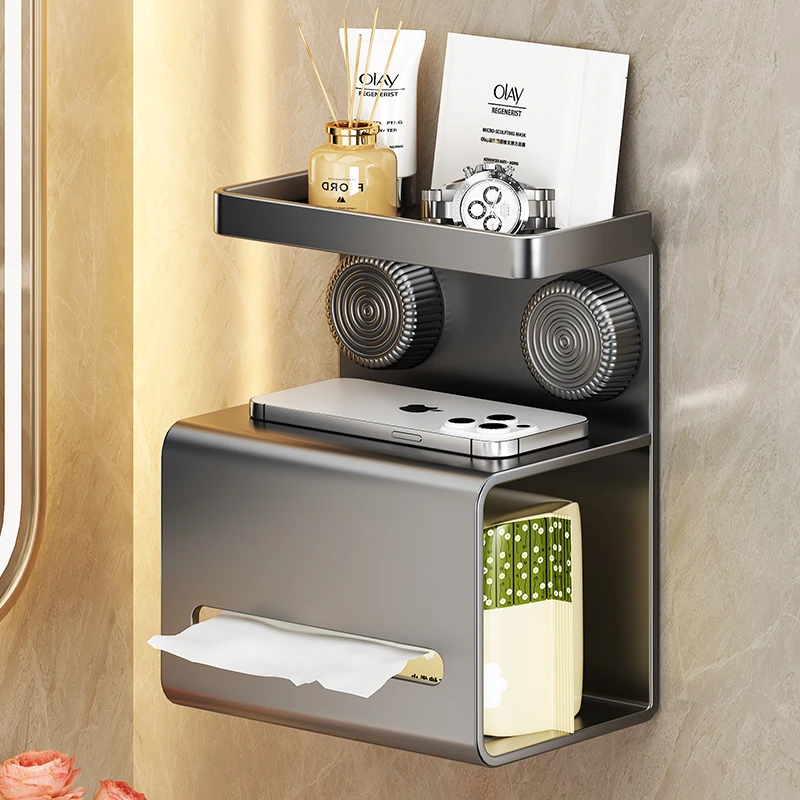 新中式纸巾盒卫生间吸盘厕纸盒双吸盘壁挂式抽纸盒卷纸收纳置物架