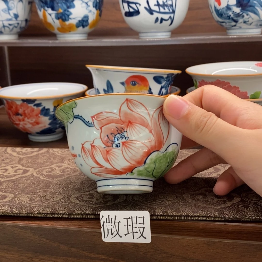 微瑕釉下彩纯手绘手工绘制