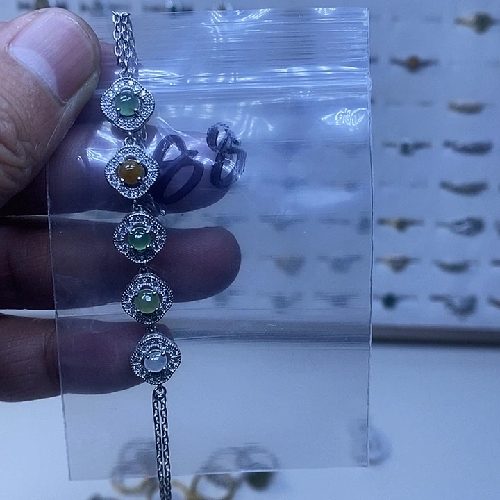 银S925镶嵌戒指翡翠手链