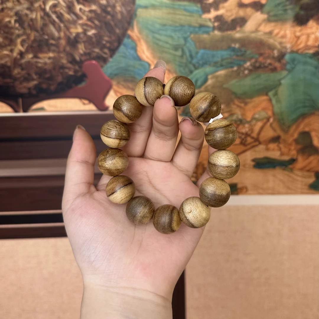 越南芽庄虎斑纹大尺寸单圈沉香手串多样性发一条规格