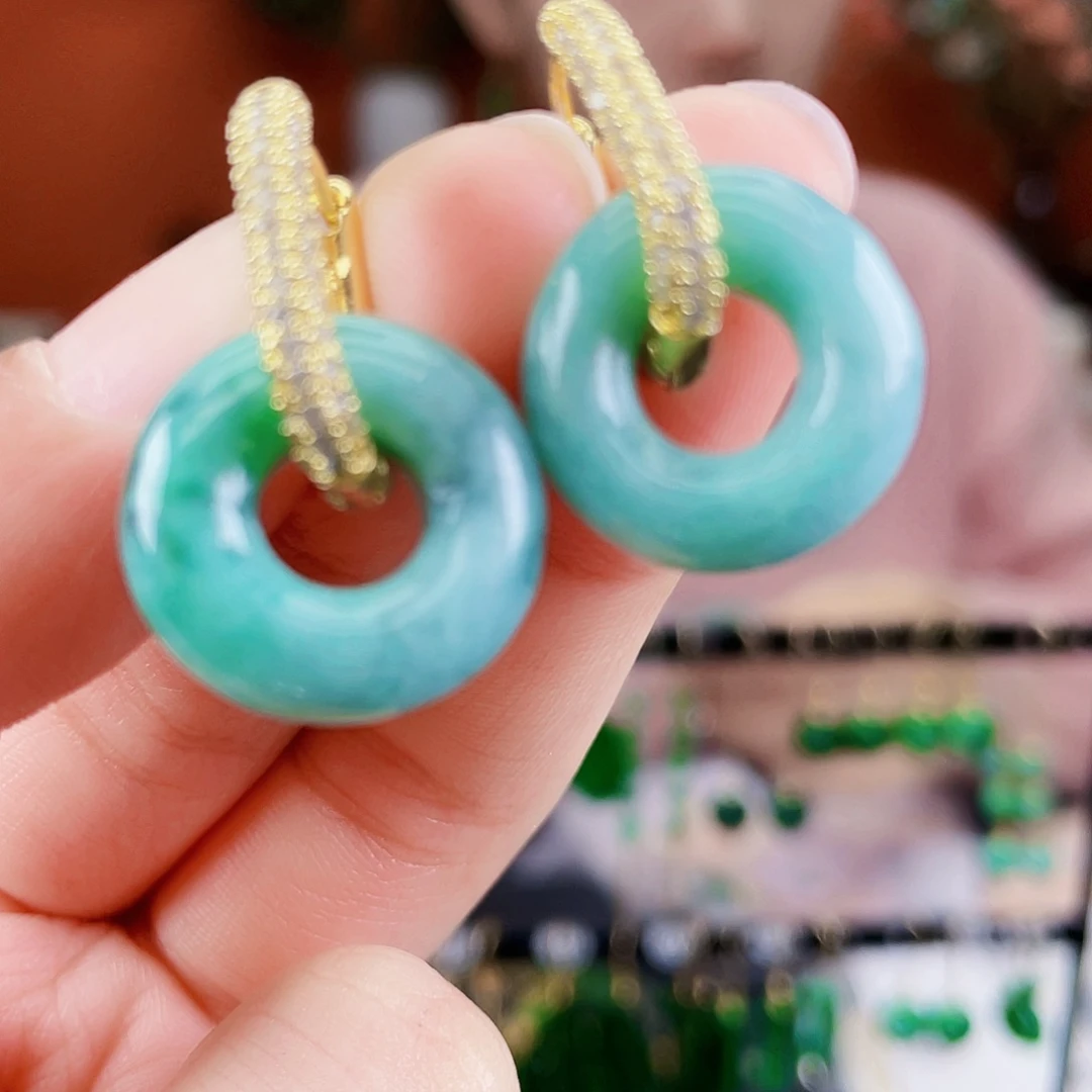 翡翠未镶嵌耳饰饰品