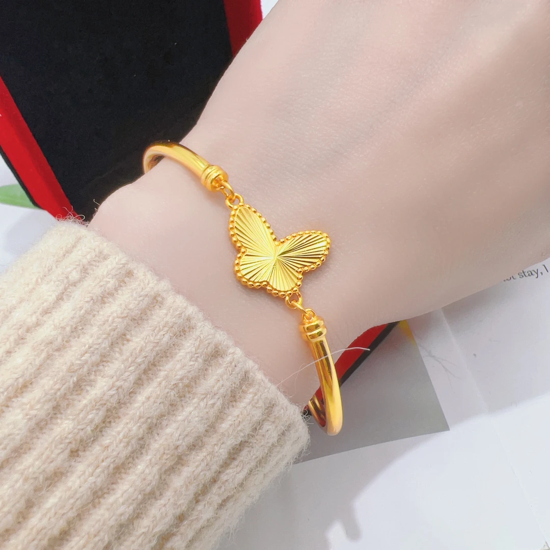 足银手链 足银999镭射蝴蝶弯管手链S140