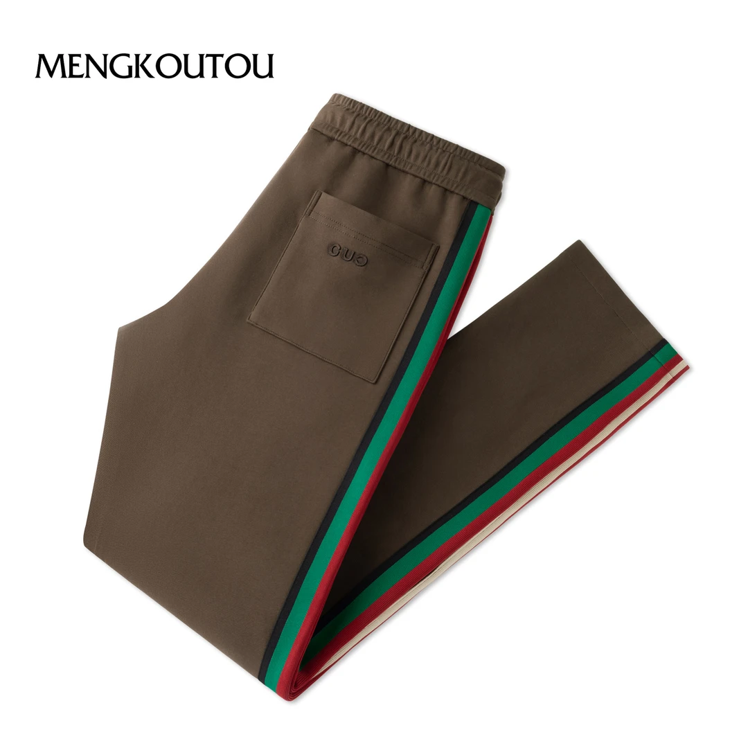 mengkoutou侧边条纹拼接运动休闲裤春秋季男新款简约亲肤百搭卫裤