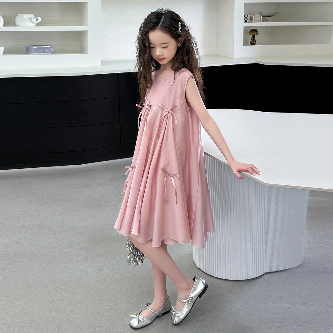 儿童2025年夏装大女童装裙子夏季背心吊带连衣裙宽松显瘦款花苞裙