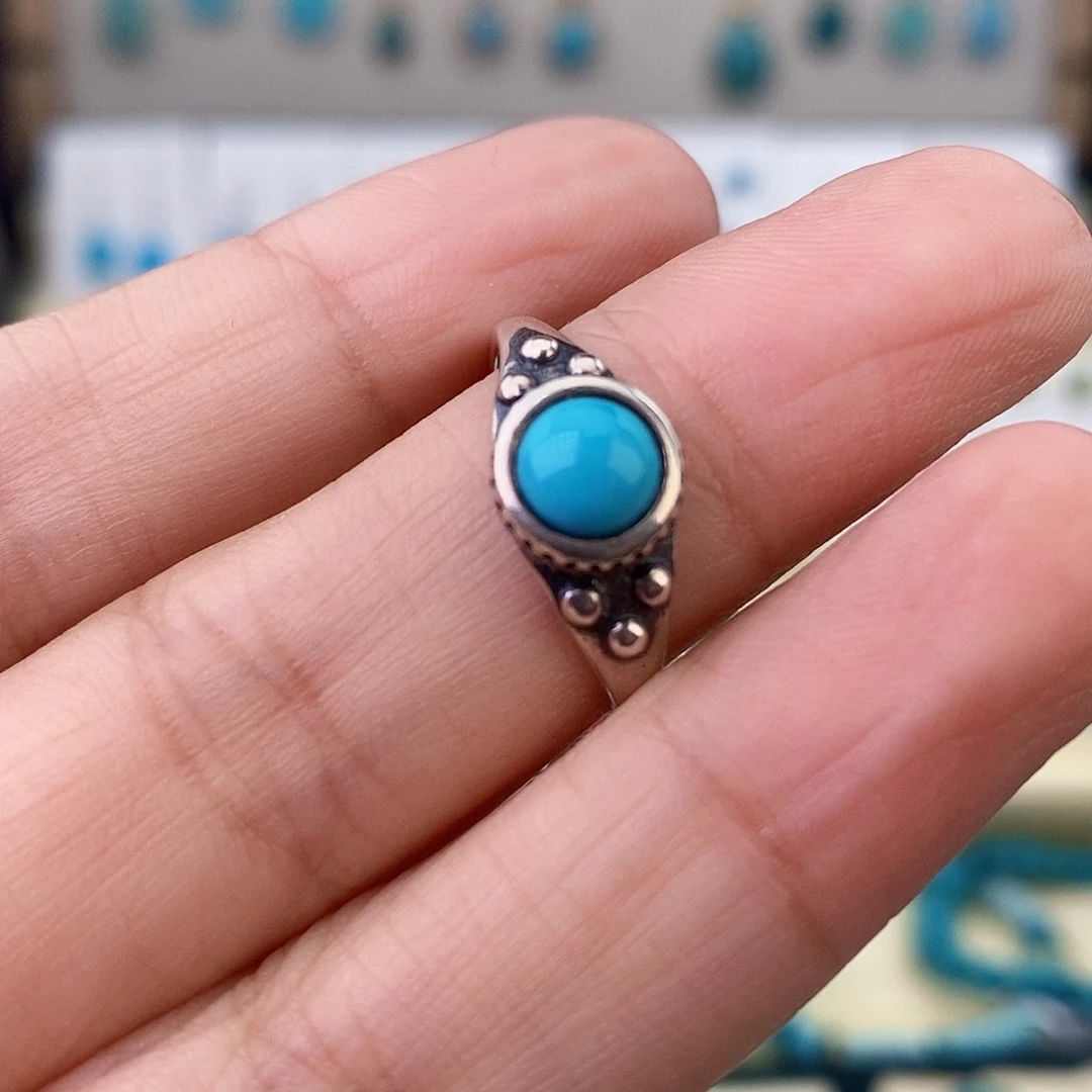 绿松石银S925镶嵌戒指