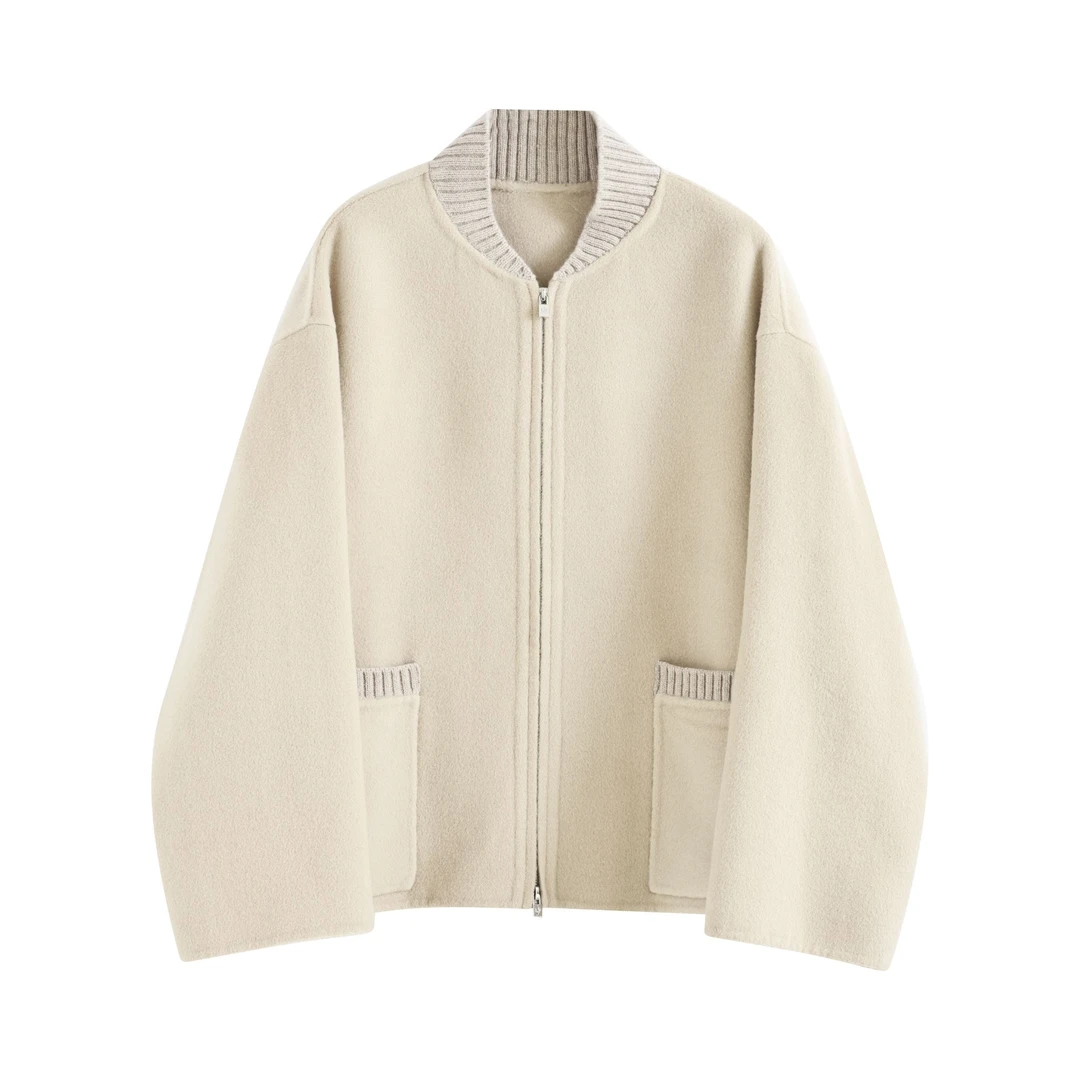 31384 山羊绒棒球服大衣韩版立领外套女秋冬1255