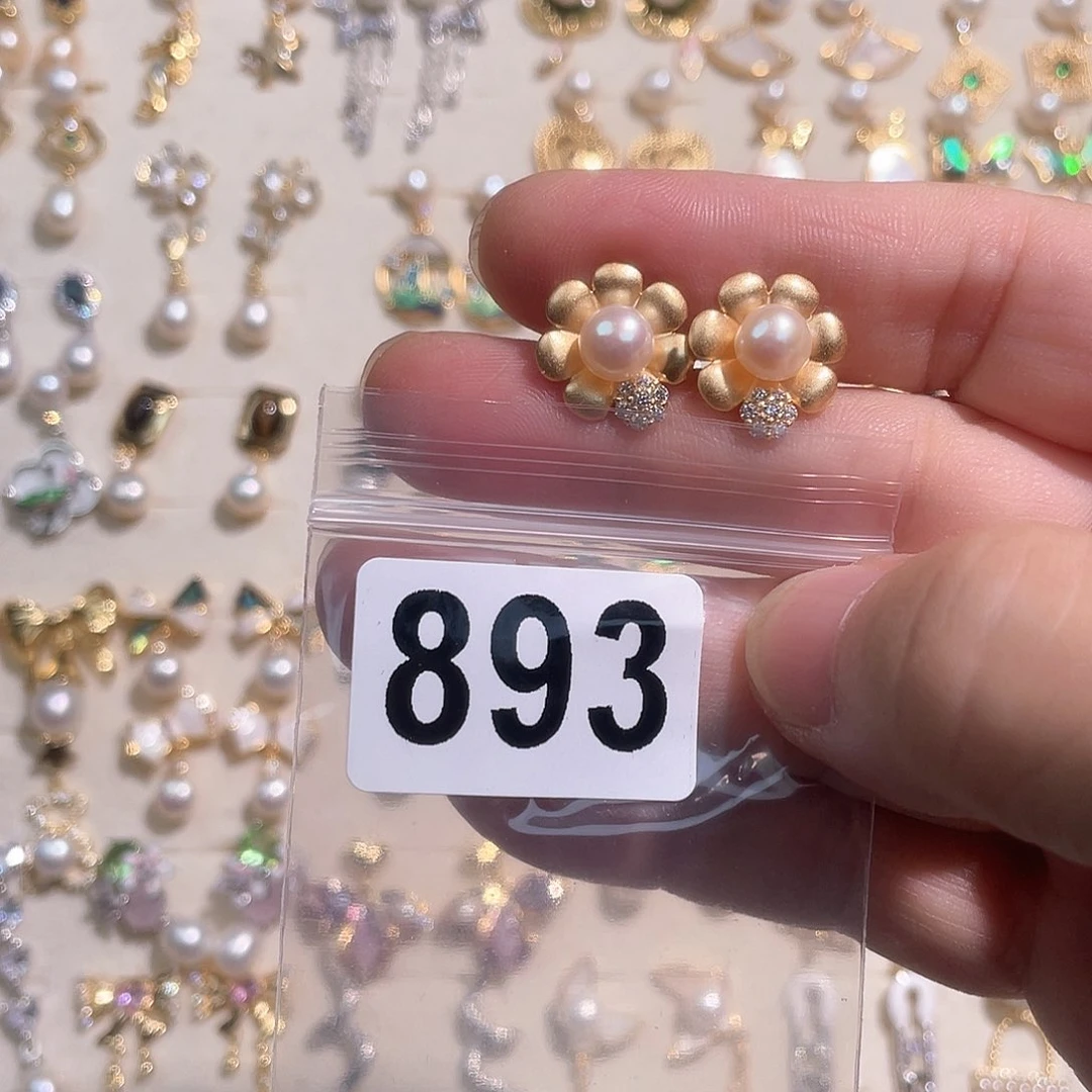 合金淡水珍珠耳饰小*.