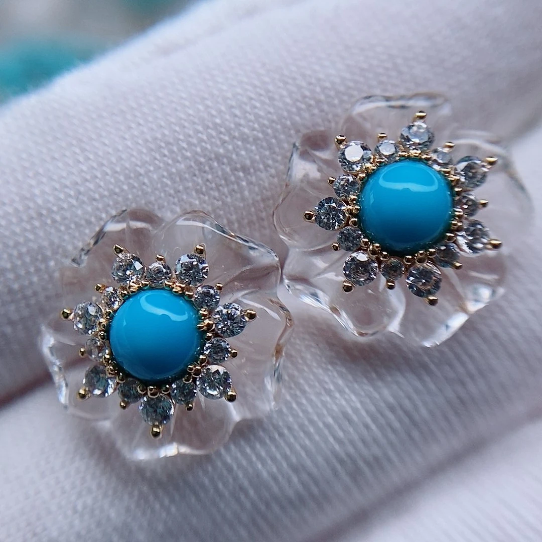 绿松石耳钉未镶嵌