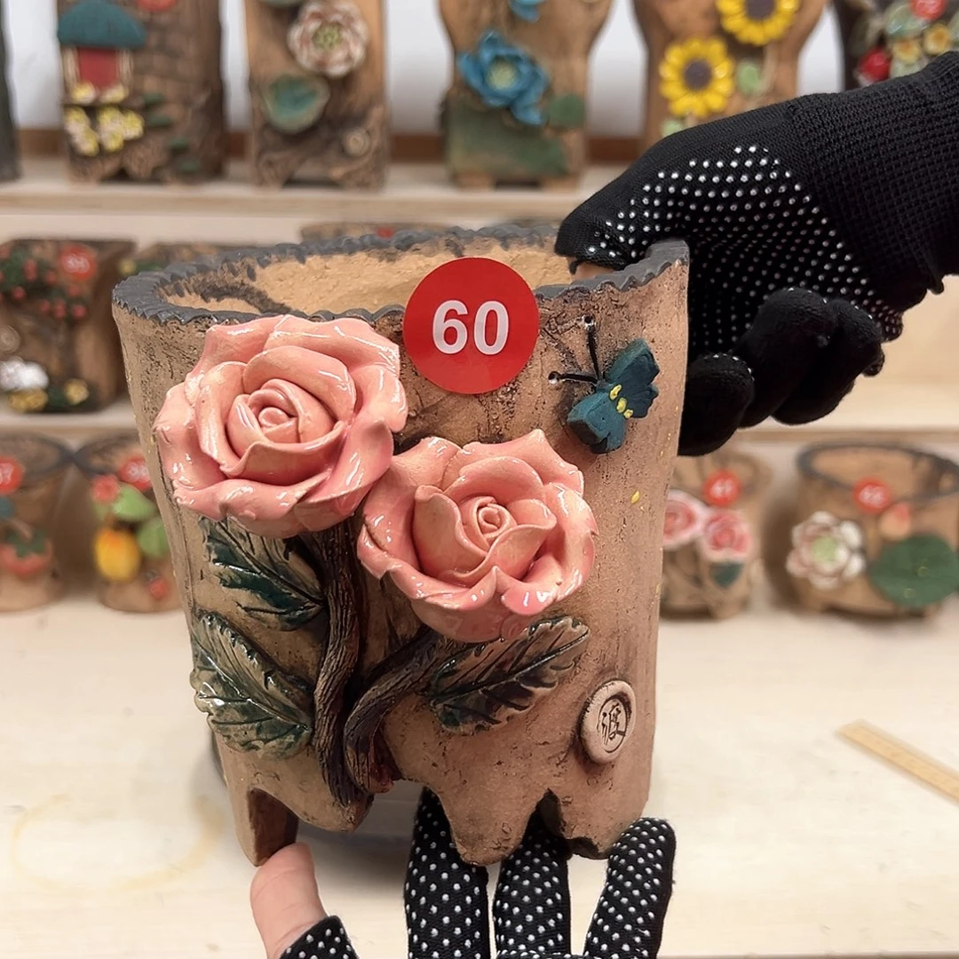 紫砂花盆 63号内口13外高15.5