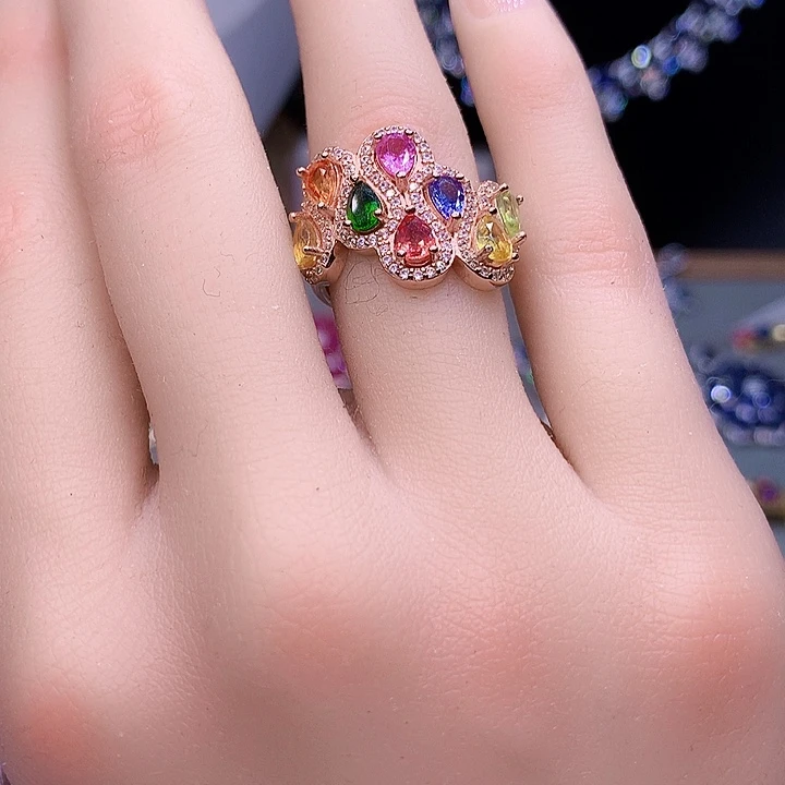 蓝宝石银S925镶嵌戒指